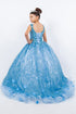 Embroidered Lace Applique Strapless Sheer Corset Ombre Ball Gown 2-16